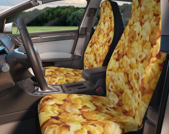 Fundas para asientos de coche con estampado de palomitas de maíz / Fundas para asientos de coche con estampado de comida / Fundas para asientos Golden Kernels / Ligeras