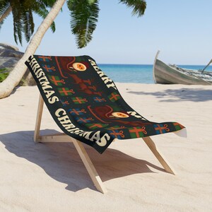 Festive Christmas Beach Towel, Summer Holiday Pool Accessory