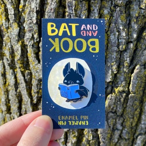 Bat and Book Gold Enamel Pin image 5