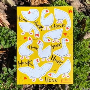 Hoja de pegatinas de ganso HONK - Pegatinas de papel ecológicas