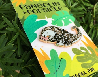 Pangolin + Popsicle - Rose Gold Enamel Pin