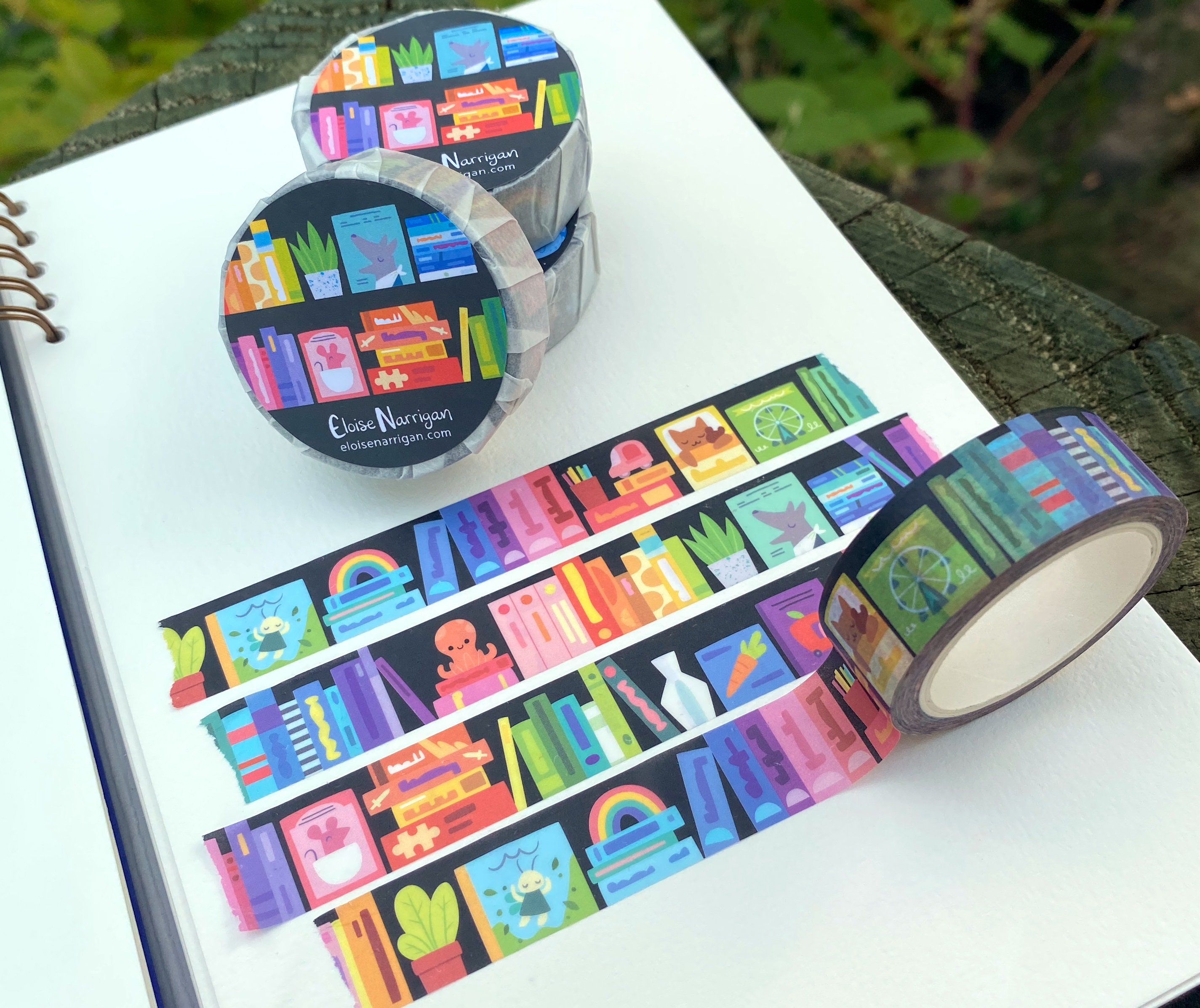 Rainbow Bookshelf 15mm Washi Tape (1 roll)