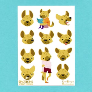 Feuille d’autocollants Hyena Emotions - Autocollants en papier écologiques