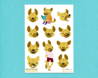 Hyena Emotions Sticker Sheet - Eco Friendly Paper Stickers