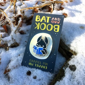 Bat and Book Gold Enamel Pin image 1