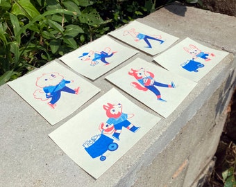 Post Office Dogs - Set of 6 mini RISO print