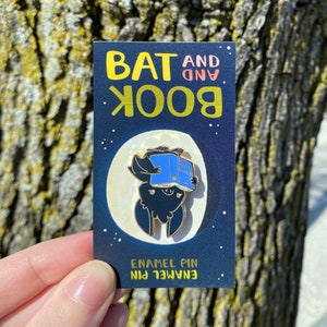 Bat and Book Gold Enamel Pin image 4