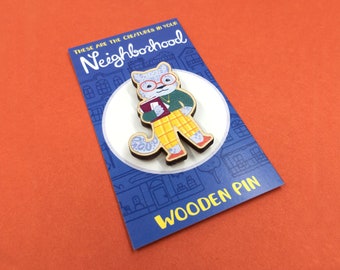 Snow Leopard Librarian Wooden Pin