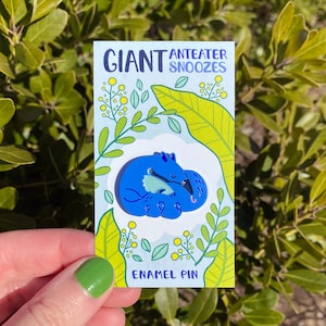 Giant Anteater Snoozes - Cobalt Dyed Metal Soft Enamel Pin