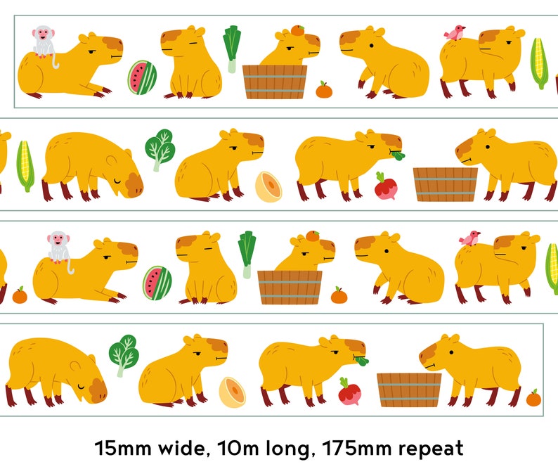 Capybara 15mm Washi Tape 1 roll image 3