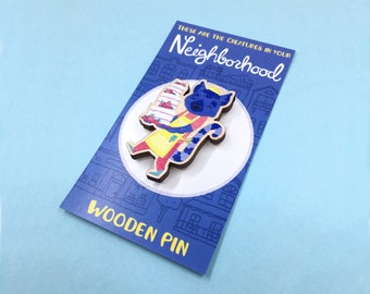 Cake Baking Ring-Tailed Lemur Wooden Pin