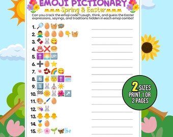 Easter & Spring Emoji Game, Guess the Spring Emoji Puzzle, Printable Easter Party Game, Spring Celebration Activity, Fun Emoji Game Download