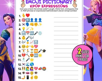 Kpop Emoji Game Printable, Guess the K-pop Group by Emoji, K-pop Party Games, Music Trivia Activity, Digital Download, Kpop Birthday Party