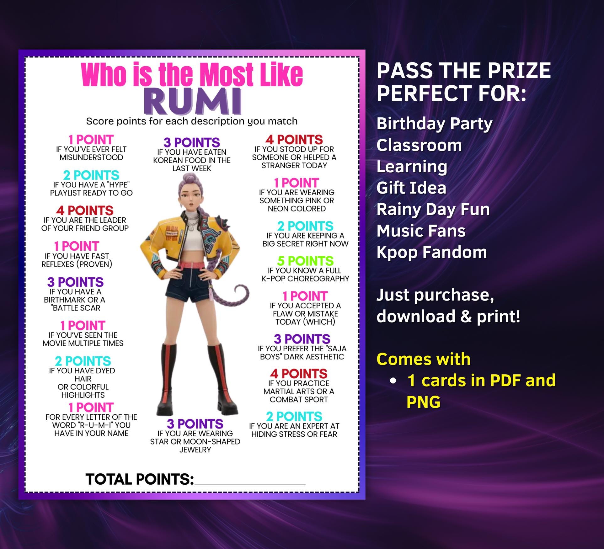Rumi Kpop Demon Hunters Who is Most Likely to Game Printable, Kpop ...