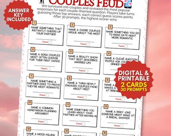 Fun Couples Friendly Feud, Bride Groom's Anniversary Printable Activity, Couples Trivia Night, Relationship Dirty Questions, Easy Download