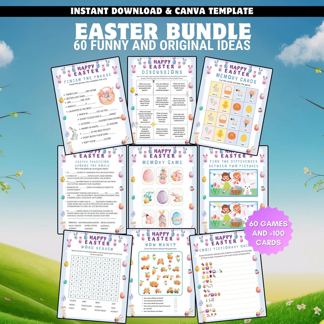 MEGA Easter Games Bundle, 90+ Printable Party Games, Kids Easter ...