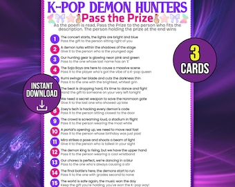Pass the Prize Kpop Demon Hunters Printable Game , Kpop Party Passing Game, Fun Birthday Party Icebreaker Activity for Kids Teens Groups