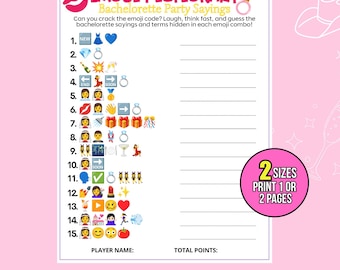 Bachelorette Emoji Game, Guess the Bachelorette Emoji Puzzle, Bridal Shower Emoji Game, Printable Bachelorette Party Game for Adults