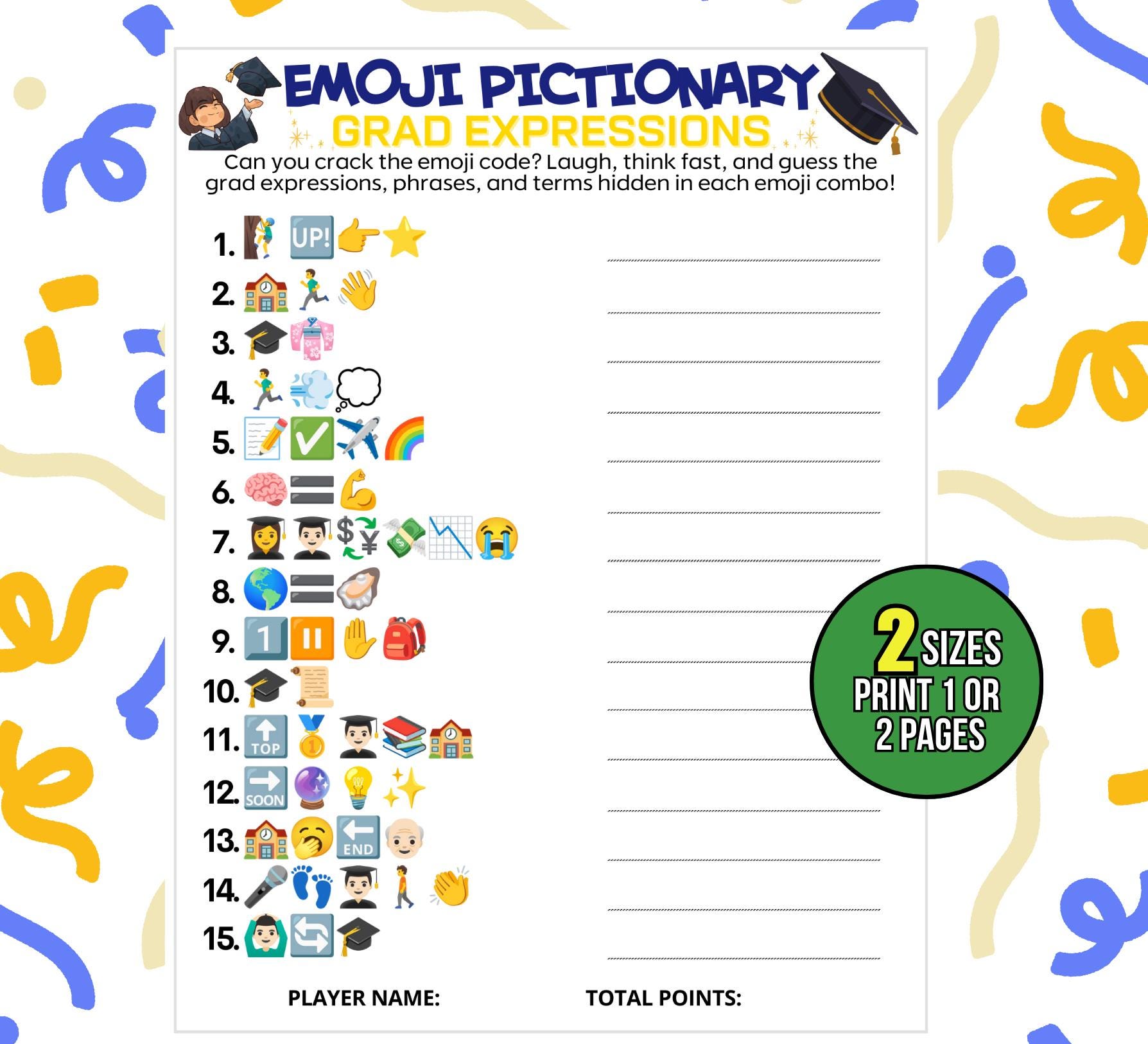 Graduation Emoji Game, Guess the Graduation Emoji Puzzle, Printable ...