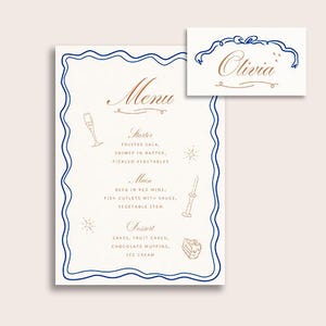 Modelo de Cardápio + Cartão de Lugar | Fácil Personalização | Impressão para festa no jardim, casamento, aniversário