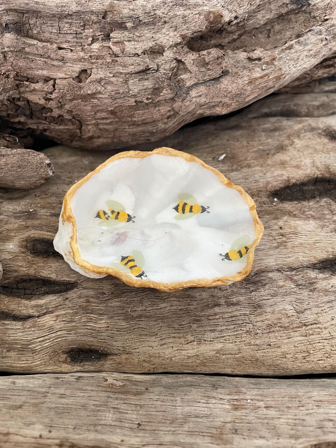 Shell Decoupage Trinket Tray - Busy Bee - Etsy Australia