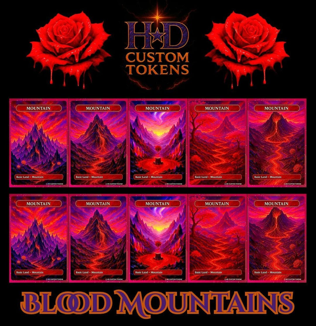 MTG Custom Basic Land Set - Blood Mountains: Custom Magic the Gathering ...