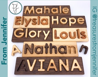 Wooden Name Puzzle -- Custom Name Puzzle -- Heirloom Quality Natural Hardwoods