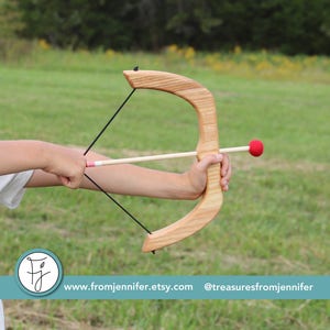 The Original From Jennifer Small Bow and Arrows Natural Wood Toy image 2