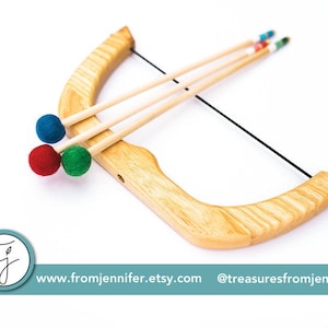 The Original From Jennifer Small Bow and Arrows Natural Wood Toy image 1