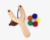 Maple Slingshot and Felt Balls