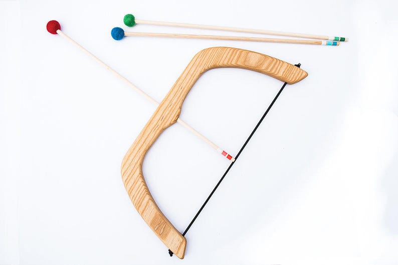 Large Wooden Bow and Arrows