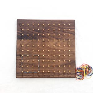 Multiplication Geoboard Hundred Board Wood Geoboard Natural Wood Toy From Jennifer image 1