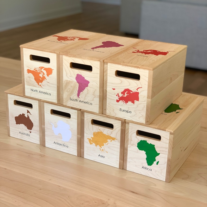 SET OF 7 Montessori Continent Boxes image 1