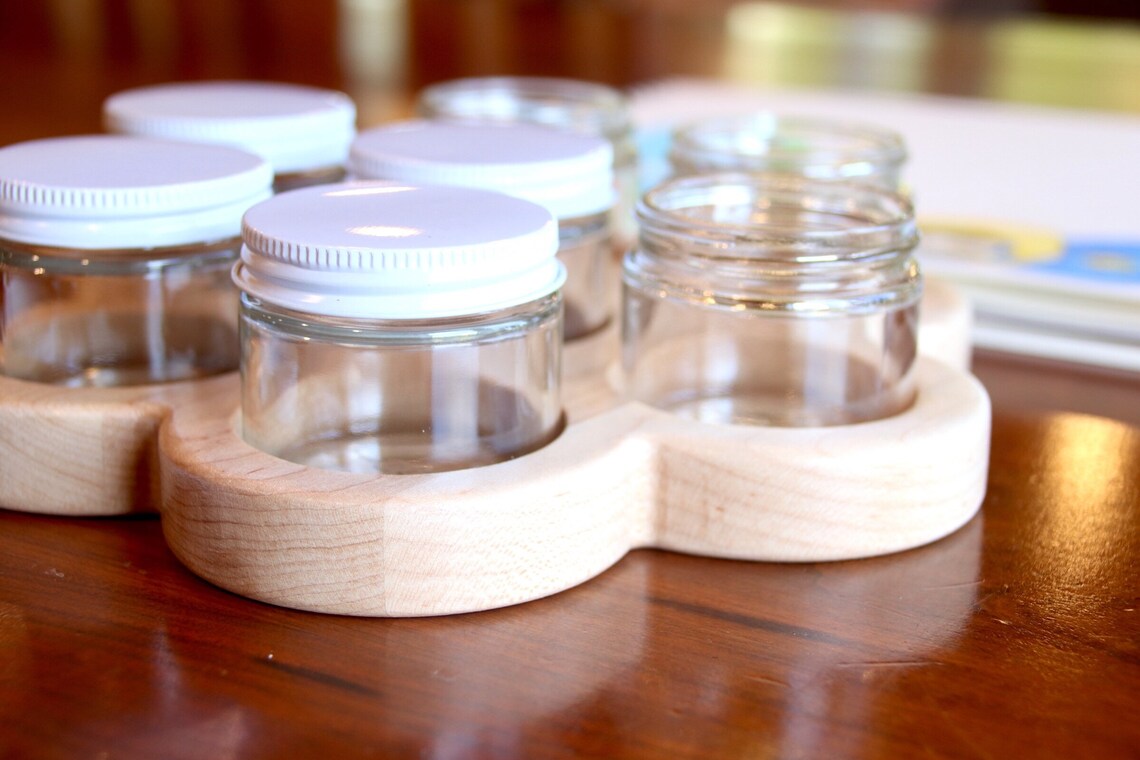 Flower Paint Jar Holder Waldorf Painting Sorting Tray Etsy