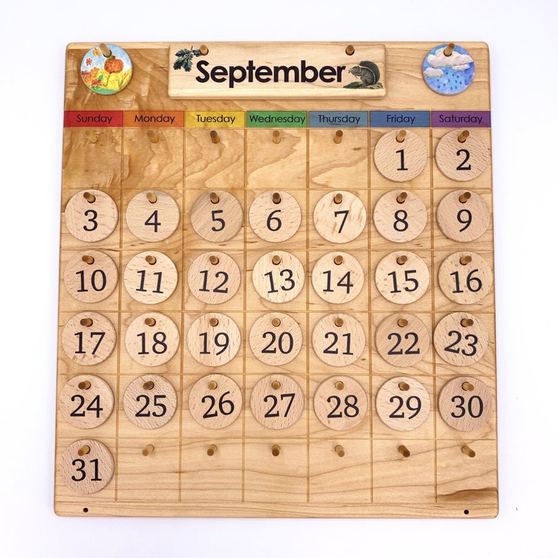 Home Calendar From Jennifer Wooden Perpetual Calendar Rainbow Colored Days