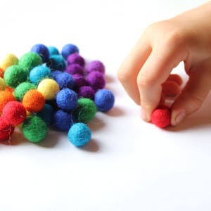 Felt Balls Rainbow Pack Sizes 1.0 Cm, 1.5 Cm, 2.0 Cm, 2.5 Cm, 3.0