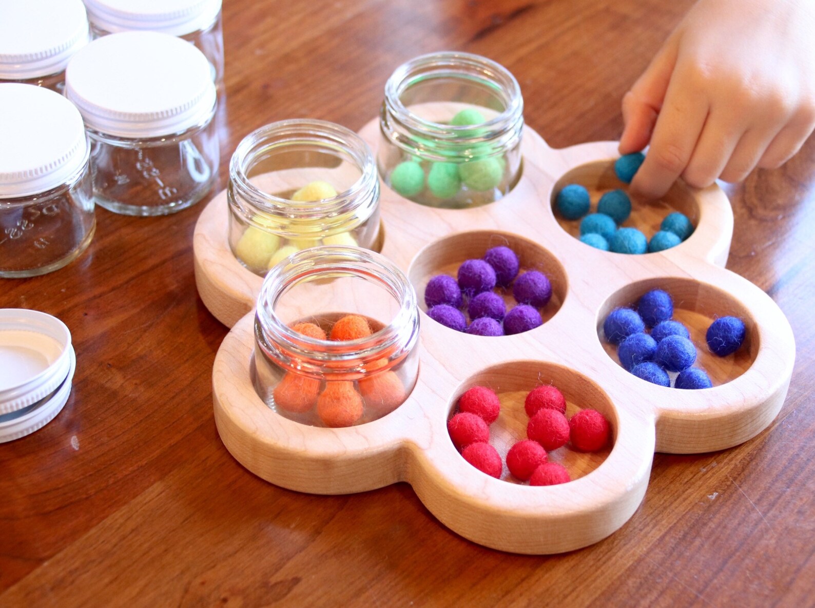 Flower Paint Jar Holder Waldorf Painting Sorting Tray Etsy