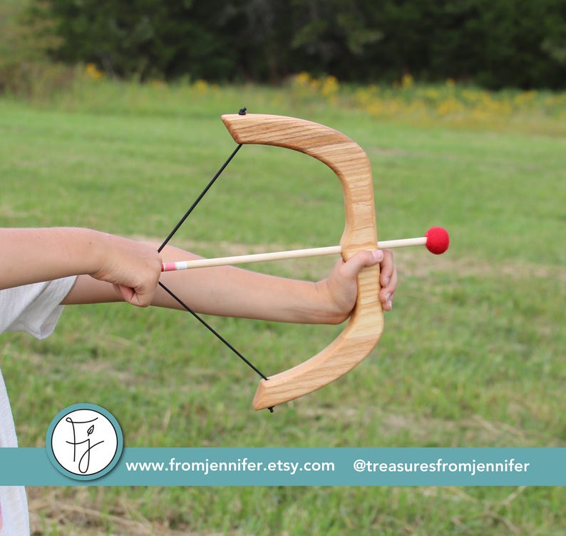 The Original From Jennifer Small Bow and Arrows Natural Wood Toy image 2