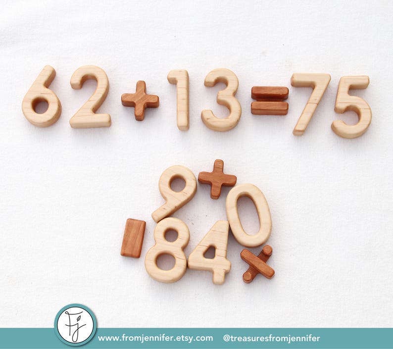 Wood Number and Math Symbol Blocks image 6