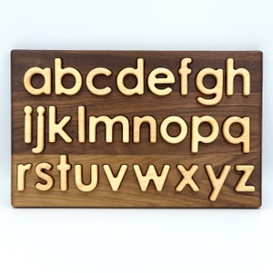 Wood Lowercase Alphabet Puzzle Waldorf Toy Montessori All Natural Homeschool image 1