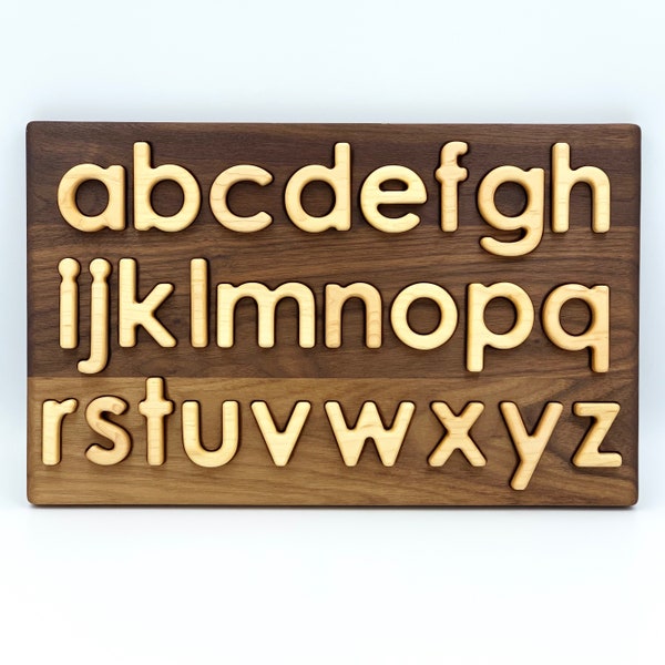 Wood Lowercase Alphabet Puzzle -- Waldorf Toy -- Montessori -- All Natural -- Homeschool