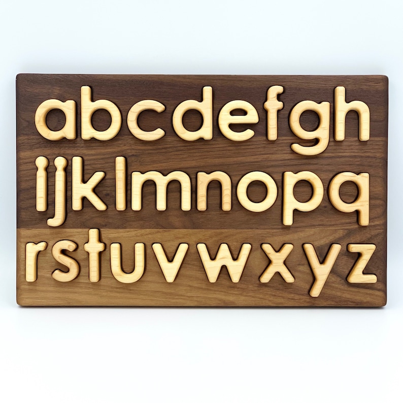 Wood Lowercase Alphabet Puzzle Waldorf Toy Montessori All Natural Homeschool image 1