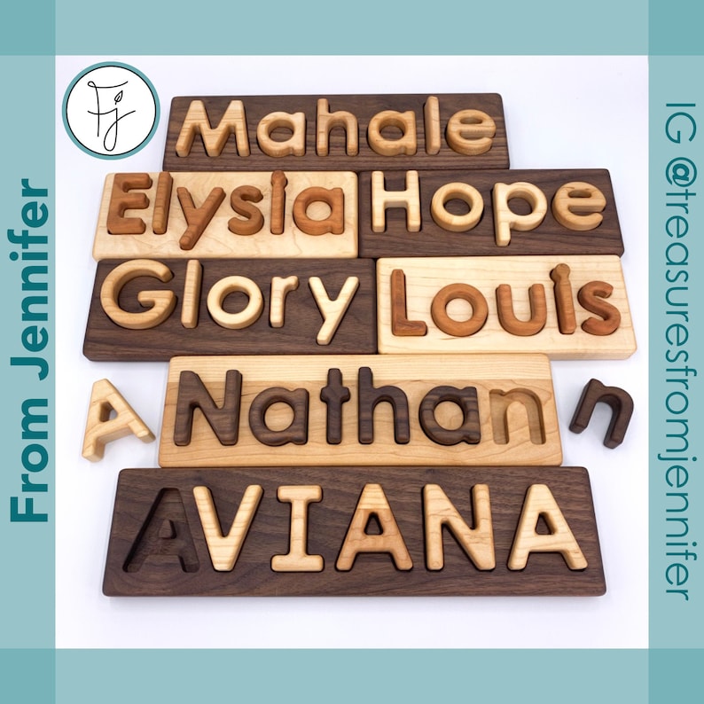 Wooden Name Puzzle Custom Name Puzzle Heirloom Quality Natural Hardwoods image 1