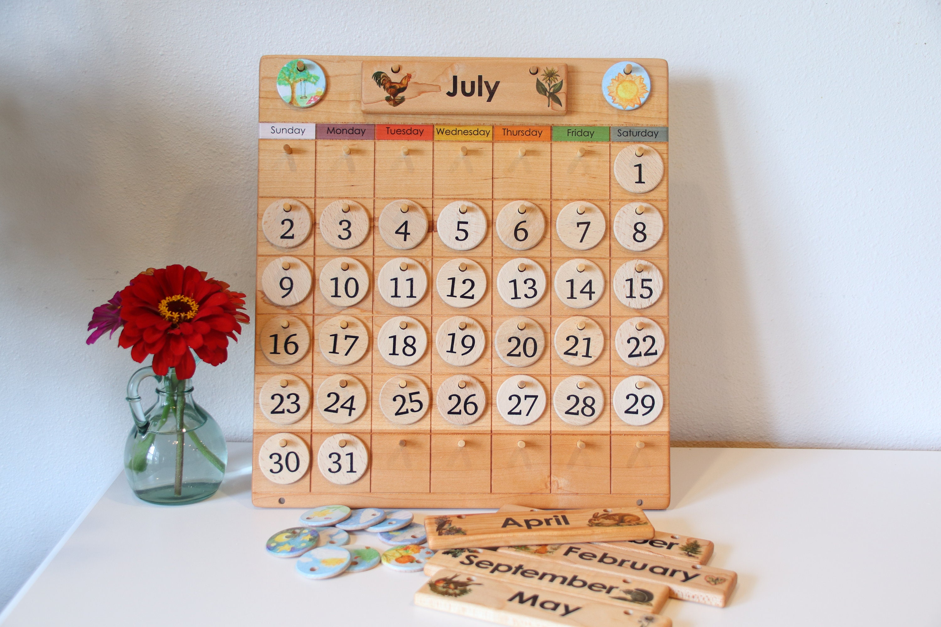 Home Calendar "From Jennifer" -- Wooden Perpetual Calendar