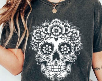 Day Of The Dead Comfort Colors Dia De Los Muertos Shirt Sugar Skull Calaveras De Azúcar Tee Mexican Skeleton TShirt Halloween Costume