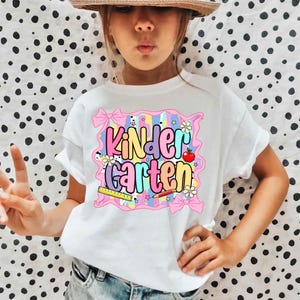 Preppy Back To School Kindergarten Girls Shirt,Kindergarten First Day Coquette Shirt,Teacher Kindergarten Shirts,First Day of Kindergarten