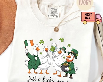 Comfort Colors® St Patrick’s Day Shirt, Funny Irish Goose Tee, Cute St Paddy’s Day T-Shirt, Festive Holiday Apparel