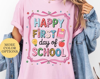Preppy Happy First Day of School Shirt, School Teacher Life Shirt, 1st Day of School Shirt, Teacher Appreciation Gift, Back to School Shirt