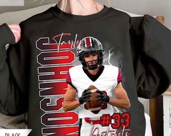 Custom Player Football Shirt, Soft Style Football Tee, Personalized Football Shirt, Custom Player T-Shirt, Football Mom High School Shirt
