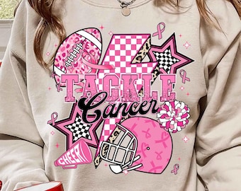 Tackle Cancer T-Shirt, Pink Ribbon Football Game Day Tee, Breast Cancer Awareness Football Shirt, Pink Ribbon Fight Cancer Gift Shirt